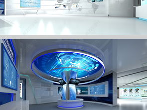 科技通信企业展厅3D模型设计图片 高清效果图下载